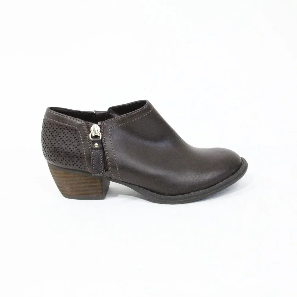 Dr. Scholl's Brown Booties sz 6 Women Faux Leather Boots Block Heel